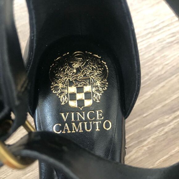 Vince Camuto Meterry Womens Adjustable Wedge Sandals Black Leather Upper Size 7M - Picture 6 of 13